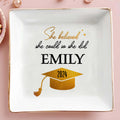 She Believed She Could So She Did, Graduation Cap - Personalized Custom Jewelry Dish, Square Ceramic Dish - GRAD040_SCRD