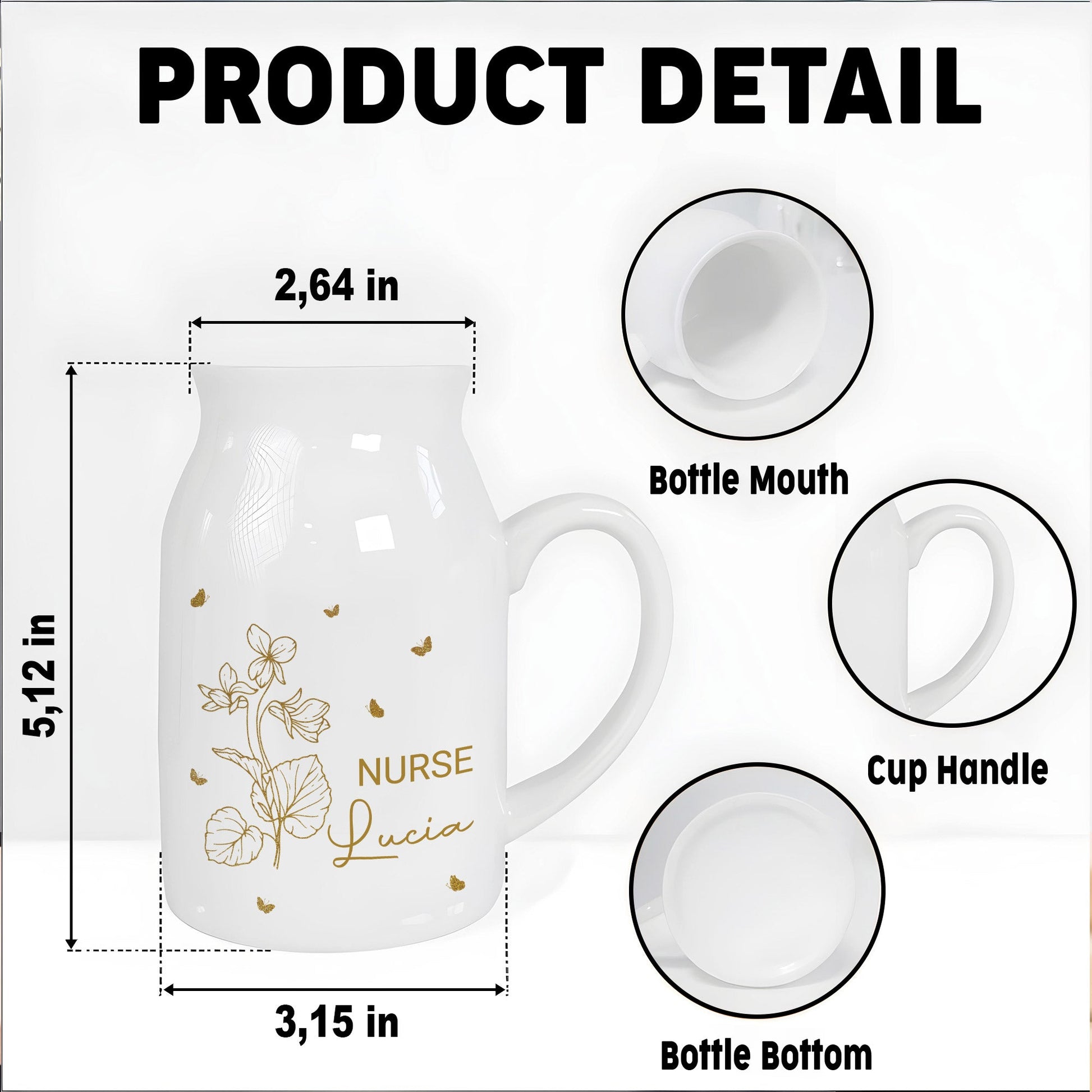 Celebrate Your Job and Name, Birth Flower and Butterflies - Personalized Ceramic Flower Vase