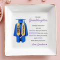 To My Granddaughter, Always Remember You Are Braver, Graduation Robe and Cap - Personalized Custom Jewelry Dish, Square Ceramic Dish - GRAD321_SCRD