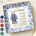 Congratulations My Precious Granddaughter, Flowers and Graduation Gown - Personalized Custom Jewelry Dish, Ceramic Dish, Square Shape - GRAD323_SCRF