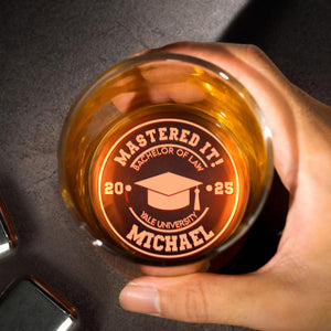 Mastered It Bachelor Of Law Yale University Graduation Cap - Personalized Engraved Whiskey Glass - GRAD325_EWG