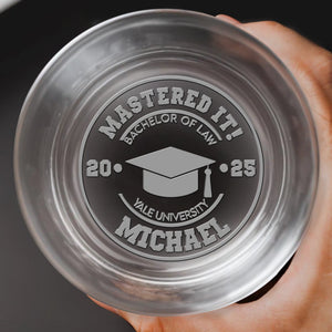 Mastered It Bachelor Of Law Yale University Graduation Cap - Personalized Engraved Whiskey Glass - GRAD325_EWG