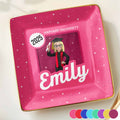 Celebrate Your Academic Achievements, Graduation Cap And Diploma - Personalized Custom Jewelry Dish, Ceramic Dish, Square Shape - GRAD332_SCRF