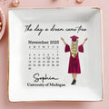 The Day A Dream Came True, Graduate With Cap - Personalized Custom Jewelry Dish, Square Ceramic Dish - GRAD341_SCRD