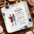 To My Daughter, You Did It, Graduation Cap And Gown - Personalized Custom Jewelry Dish, Ceramic Dish, Square Shape - GRAD343_SCRF