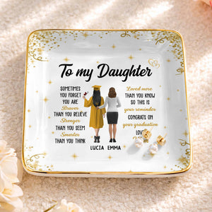To My Daughter, Braver, Stronger, Smarter - Personalized Custom Jewelry Dish, Ceramic Dish, Square Shape - GRAD345_SCRF