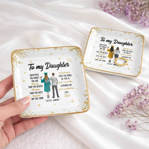 To My Daughter, Braver, Stronger, Smarter - Personalized Custom Jewelry Dish, Ceramic Dish, Square Shape - GRAD345_SCRF