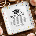 You Did It Graduation Cap And Stars - Personalized Custom Jewelry Dish, Ceramic Dish, Square Shape - GRAD372_SCRF