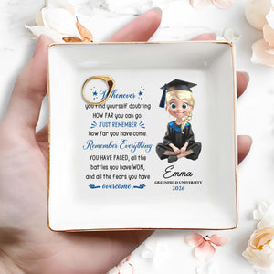 Whenever You Find Yourself Doubting How Far You Can Go Graduate Girl - Personalized Custom Jewelry Dish, Square Ceramic Dish - GRAD389_SCRD