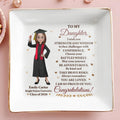 To My Daughter Strength And Wisdom Graduation Girl Ceramic Jewelry Dish - Personalized Custom Jewelry Dish, Square Ceramic Dish - GRAD417_SCRD