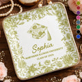 Class Of University Graduation Flowers And Graduation Cap Design - Personalized Custom Jewelry Dish, Ceramic Dish, Square Shape - GRAD441_SCRF