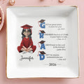 God Has Great Plans Graduation Girl With Cap And Bible Verses - Personalized Custom Jewelry Dish, Square Ceramic Dish - GRAD449_SCRD
