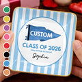 Class Of University Of California Los Angeles Pennant And Stripes - Personalized Custom Jewelry Dish, Ceramic Dish, Square Shape - GRAD483_SCRF