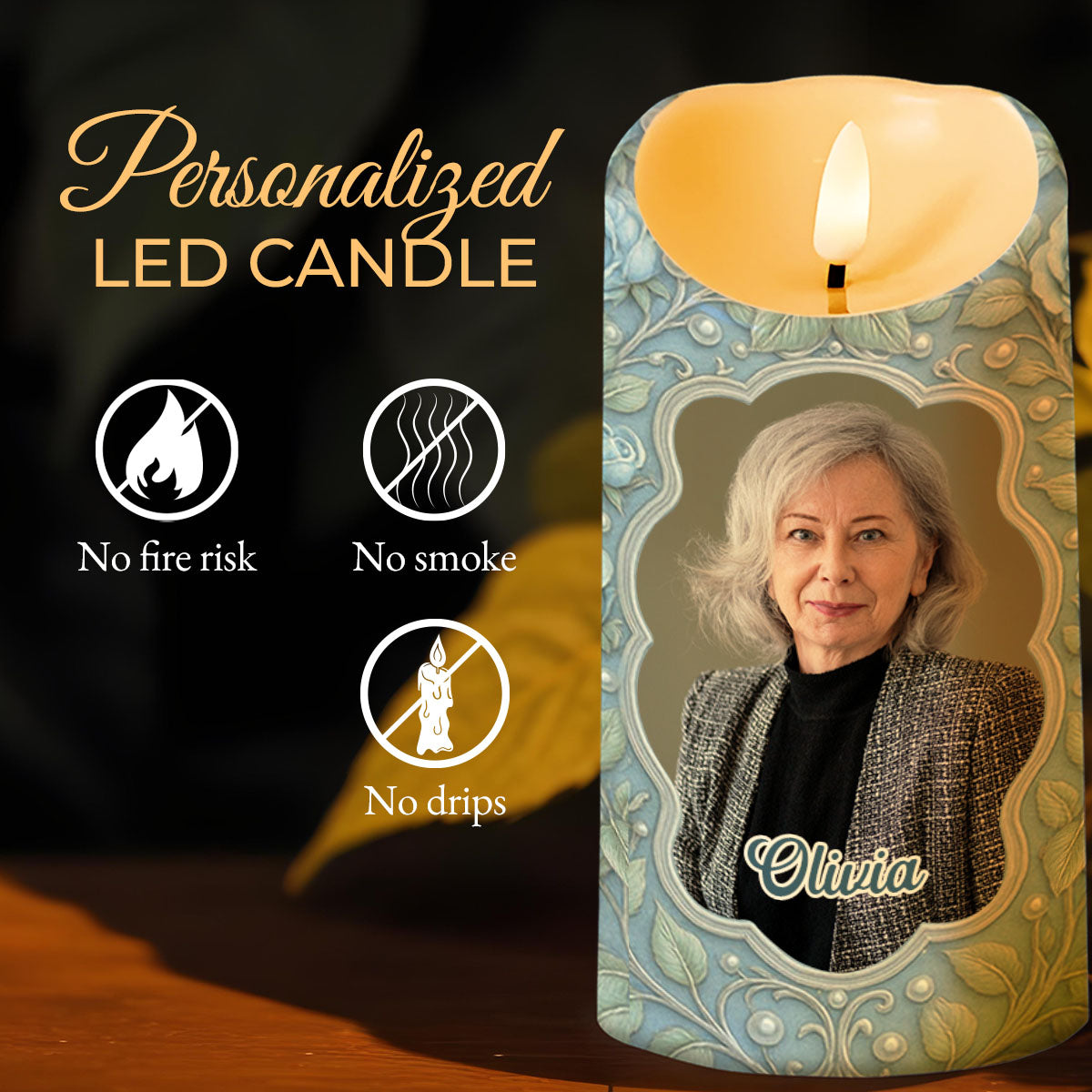 On Your Graduation Day My Heart Is There With Flowers And Photo - Personalized Custom LED Candle - GRAD486_LECA