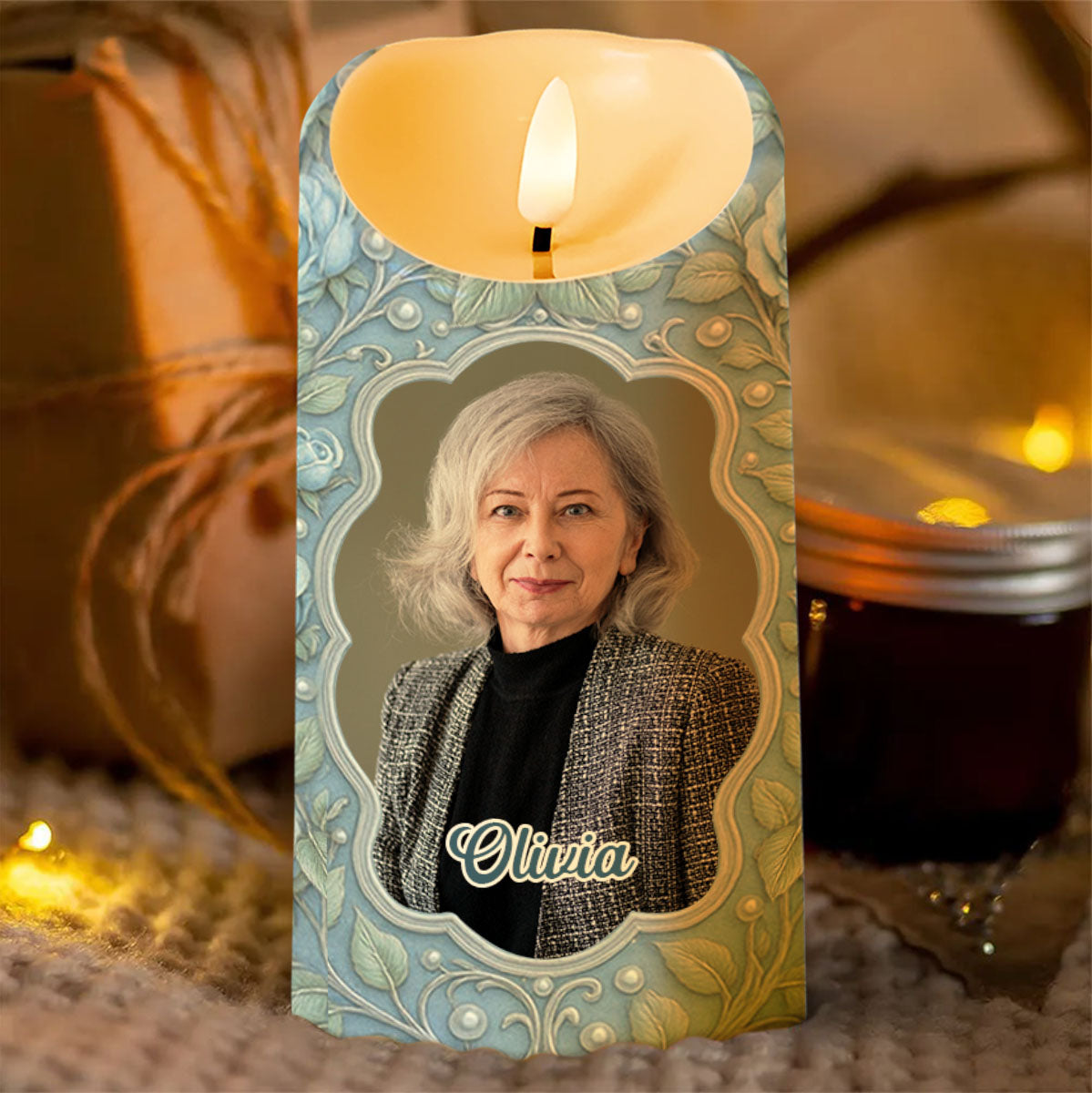 On Your Graduation Day My Heart Is There With Flowers And Photo - Personalized Custom LED Candle - GRAD486_LECA