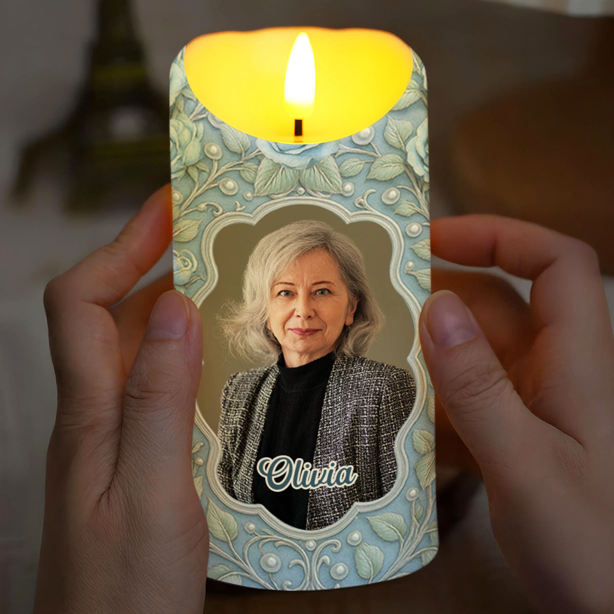 On Your Graduation Day My Heart Is There With Flowers And Photo - Personalized Custom LED Candle - GRAD486_LECA