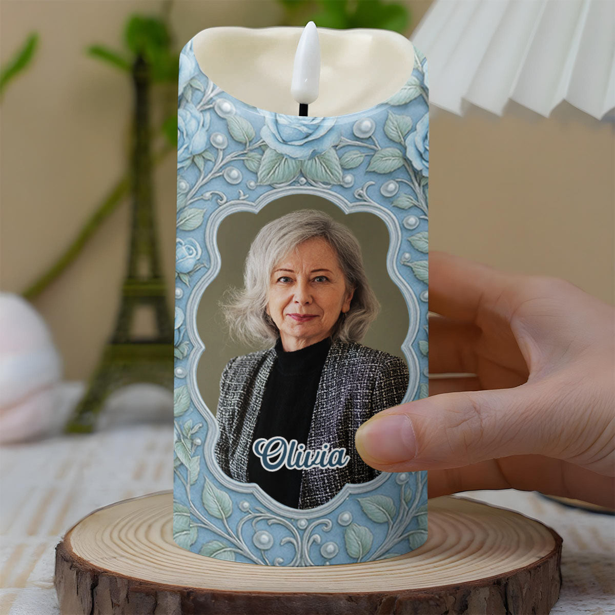 On Your Graduation Day My Heart Is There With Flowers And Photo - Personalized Custom LED Candle - GRAD486_LECA