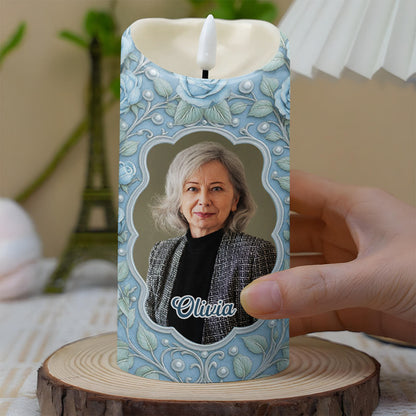 On Your Graduation Day My Heart Is There With Flowers And Photo - Personalized Custom LED Candle - GRAD486_LECA
