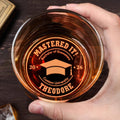 Mastered It Bachelor Of Economics Graduation Cap University - Personalized Engraved Whiskey Glass - GRAD515_EWG