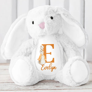 Cute Bunny With Monogrammed Letter And Custom Name - Personalized Stuffed Bunny - GRK005_BUN
