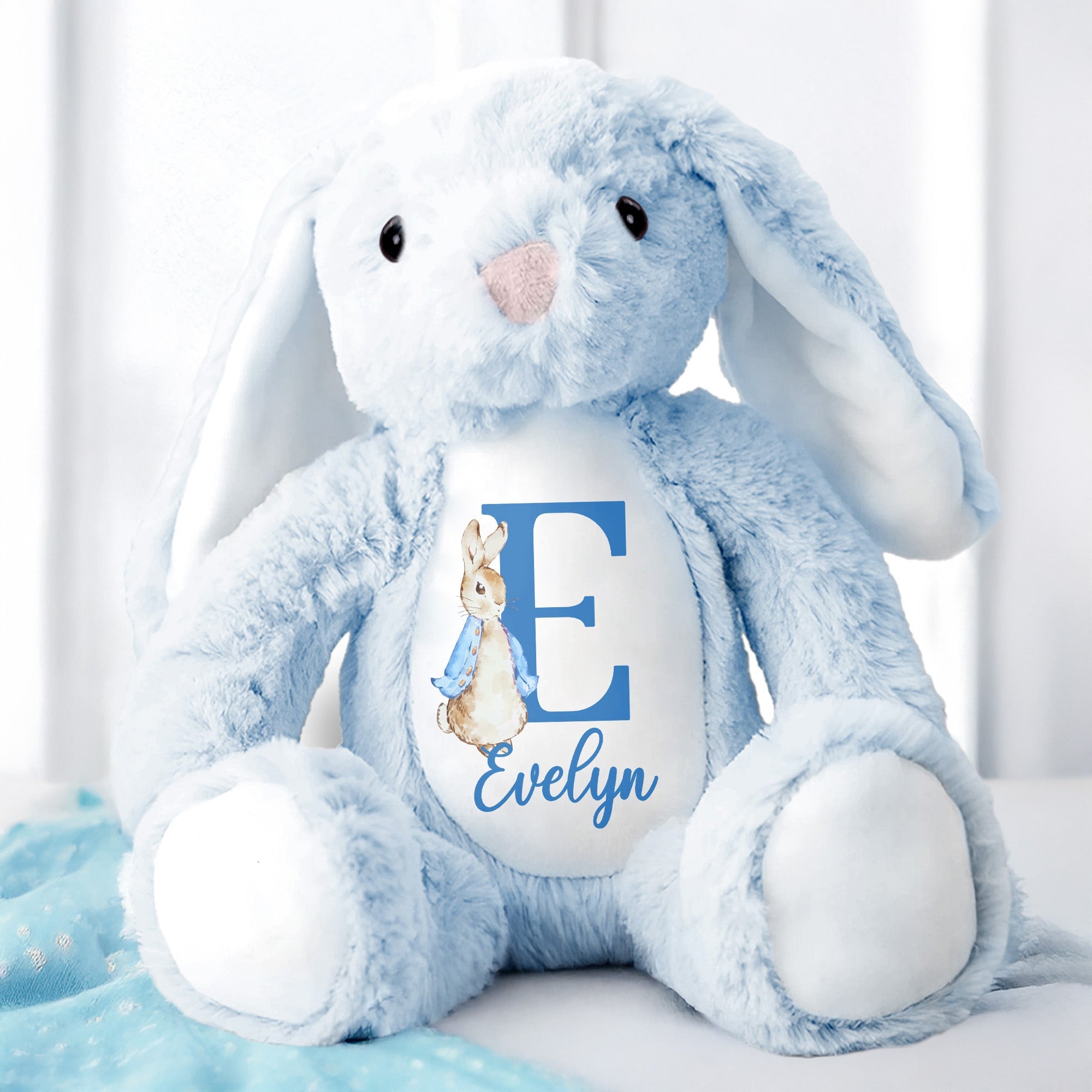 Cute Bunny With Monogrammed Letter And Custom Name - Personalized Stuffed Bunny - GRK005_BUN