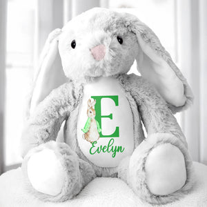 Cute Bunny With Monogrammed Letter And Custom Name - Personalized Stuffed Bunny - GRK005_BUN