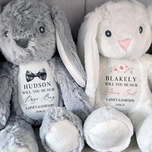 Personalized Floral Design, Perfect Gift for Your Little One - Personalized Stuffed Bunny - GRK006_BUN