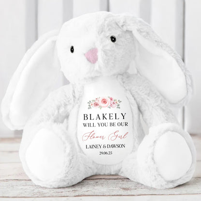 Personalized Floral Design, Perfect Gift for Your Little One - Personalized Stuffed Bunny - GRK006_BUN