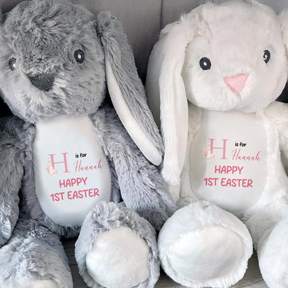 H is for Hannah Happy 1st Easter, Stuffed Bunny - Personalized Stuffed Bunny - GRK016_BUN