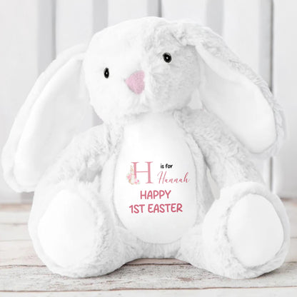 H is for Hannah Happy 1st Easter, Stuffed Bunny - Personalized Stuffed Bunny - GRK016_BUN