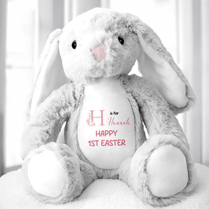 H is for Hannah Happy 1st Easter, Stuffed Bunny - Personalized Stuffed Bunny - GRK016_BUN