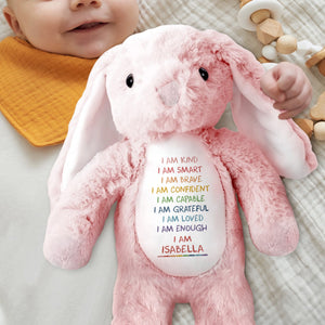 I Am Kind, I Am Smart, I Am Brave, Stuffed Bunny - Personalized Stuffed Bunny - GRK017_BUN