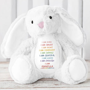 I Am Kind, I Am Smart, I Am Brave, Stuffed Bunny - Personalized Stuffed Bunny - GRK017_BUN