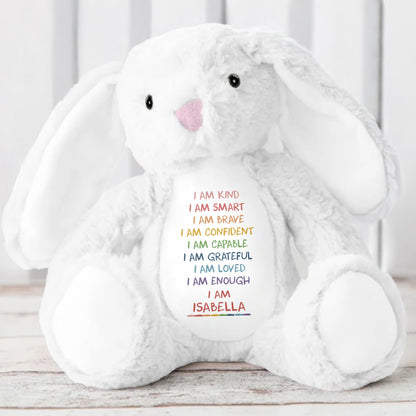 I Am Kind, I Am Smart, I Am Brave, Stuffed Bunny - Personalized Stuffed Bunny - GRK017_BUN