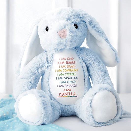 I Am Kind, I Am Smart, I Am Brave, Stuffed Bunny - Personalized Stuffed Bunny - GRK017_BUN