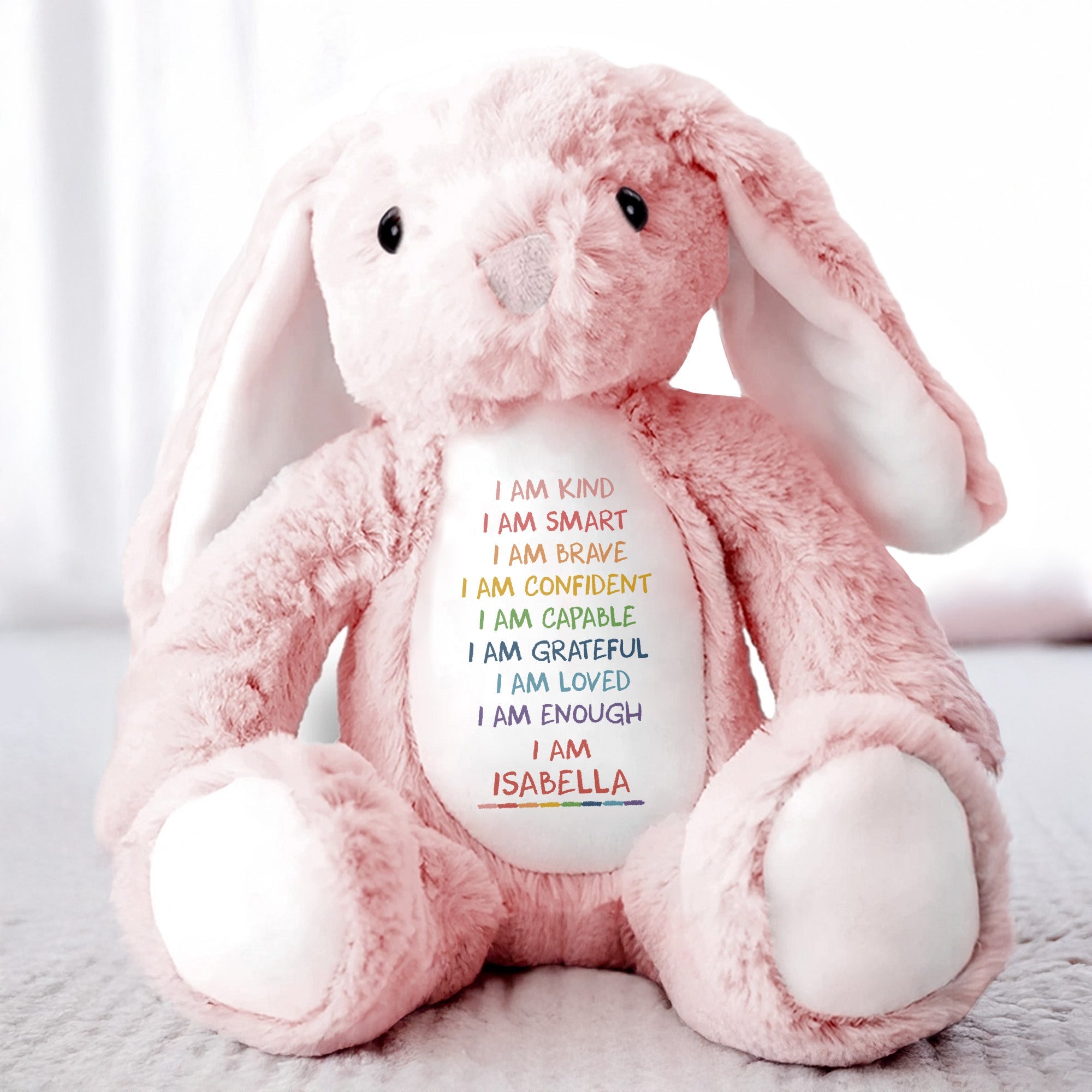 I Am Kind, I Am Smart, I Am Brave, Stuffed Bunny - Personalized Stuffed Bunny - GRK017_BUN