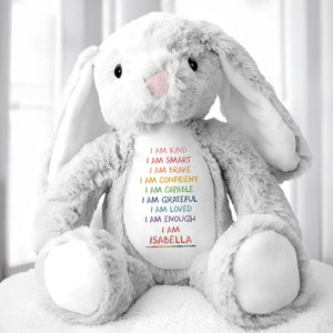 I Am Kind, I Am Smart, I Am Brave, Stuffed Bunny - Personalized Stuffed Bunny - GRK017_BUN