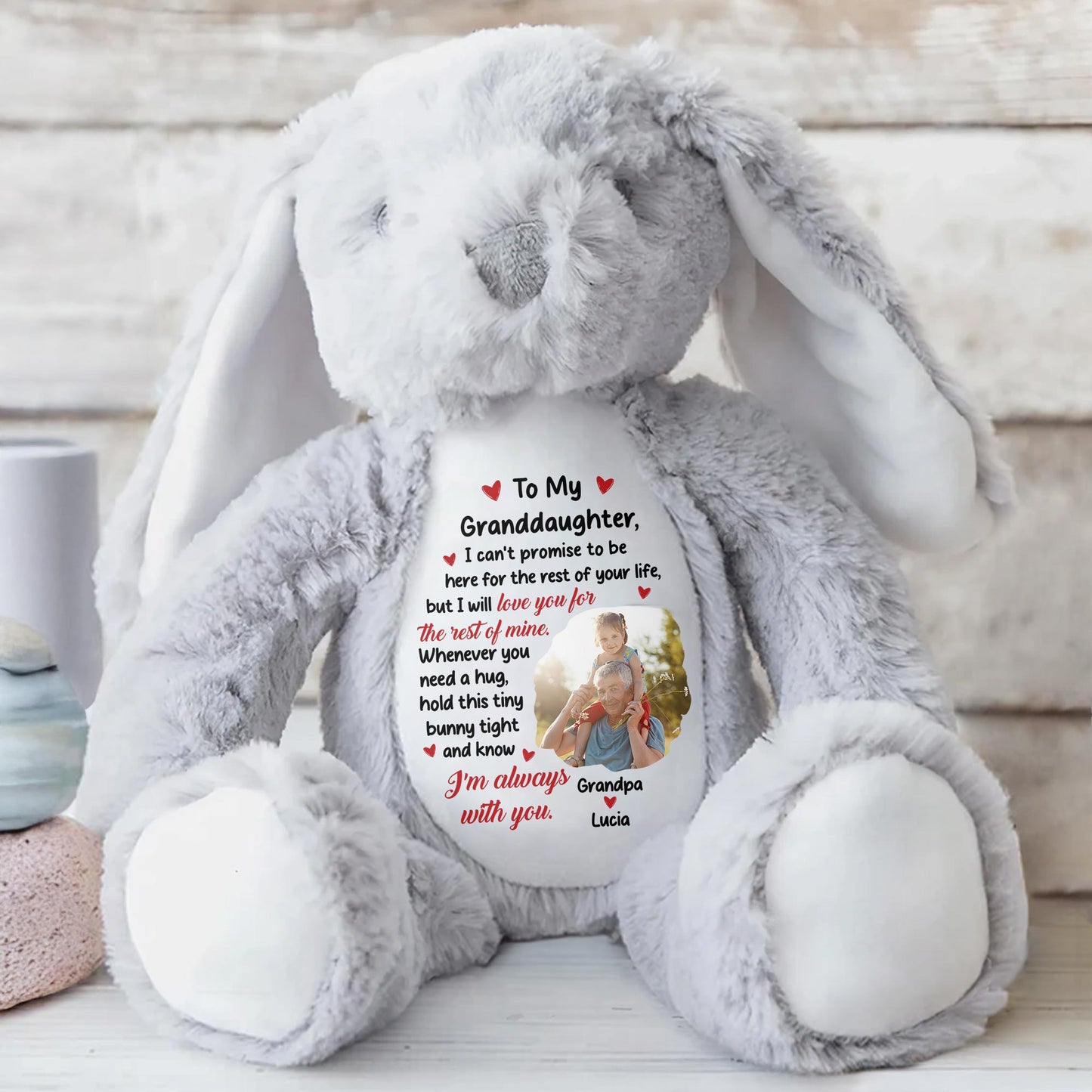 To My Granddaughter, I Can't Promise To Be Here, Stuffed Bunny - Personalized Stuffed Bunny - GRK023_BUN