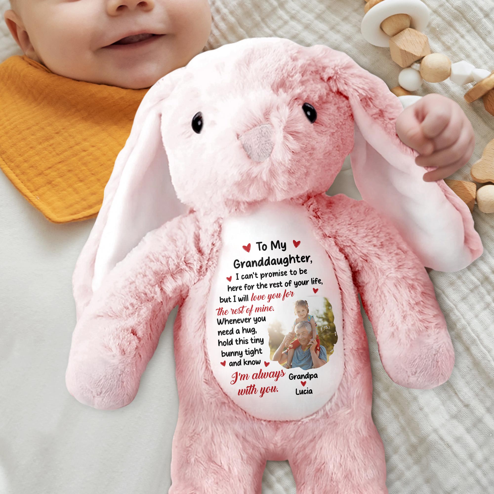 To My Granddaughter, I Can't Promise To Be Here, Stuffed Bunny - Personalized Stuffed Bunny - GRK023_BUN