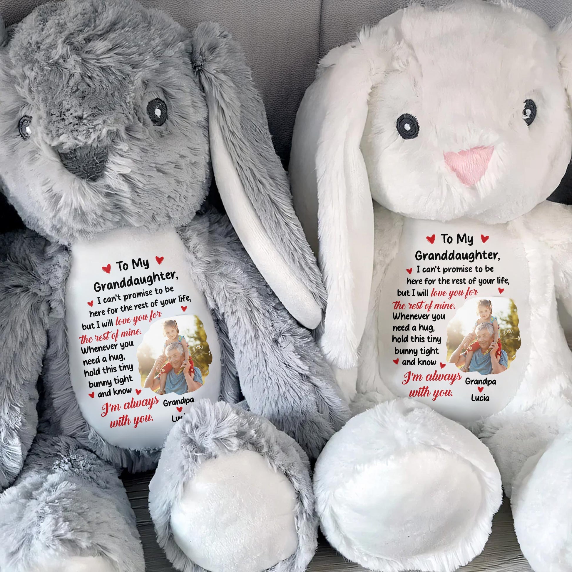 To My Granddaughter, I Can't Promise To Be Here, Stuffed Bunny - Personalized Stuffed Bunny - GRK023_BUN