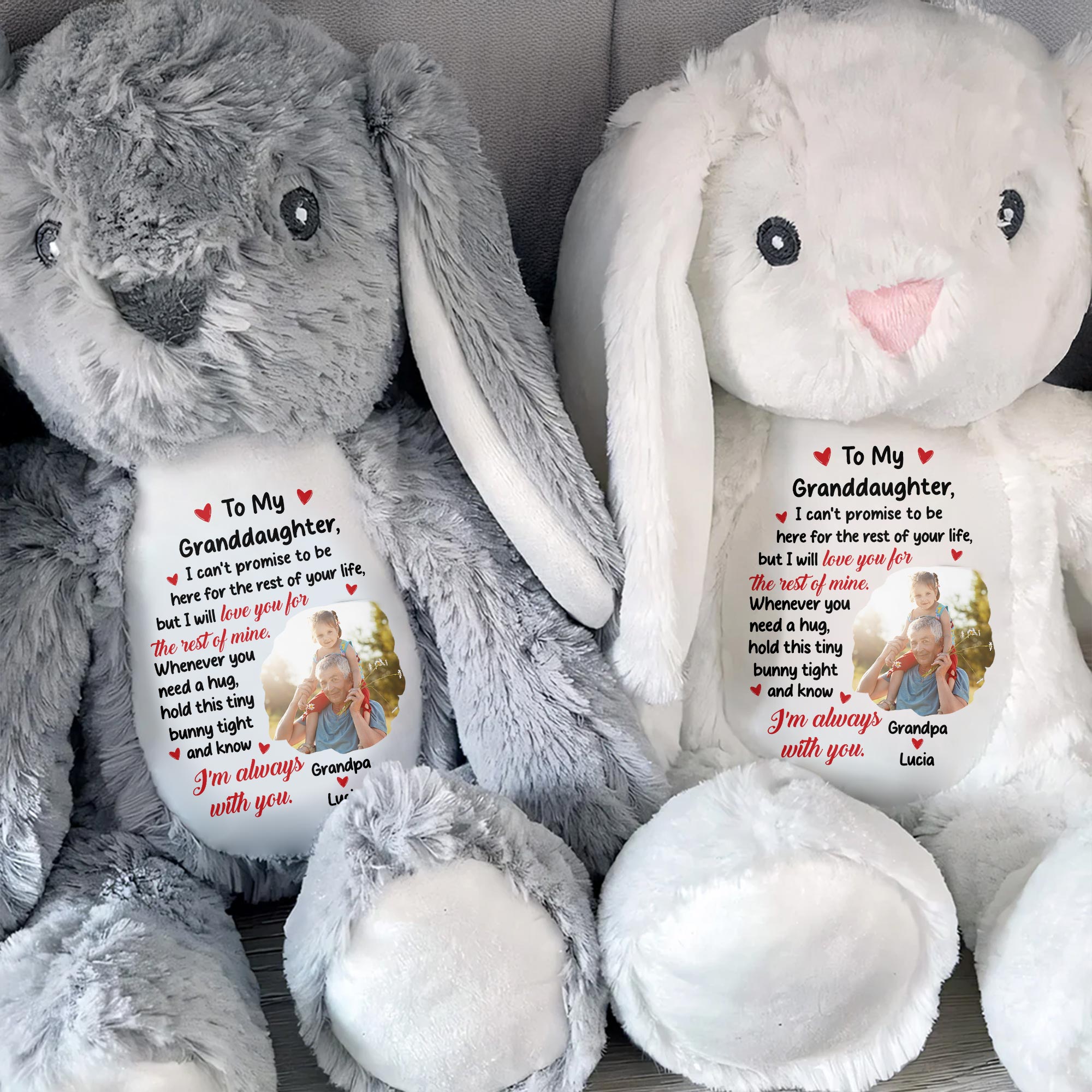 To My Granddaughter, I Can't Promise To Be Here, Stuffed Bunny - Personalized Stuffed Bunny - GRK023_BUN