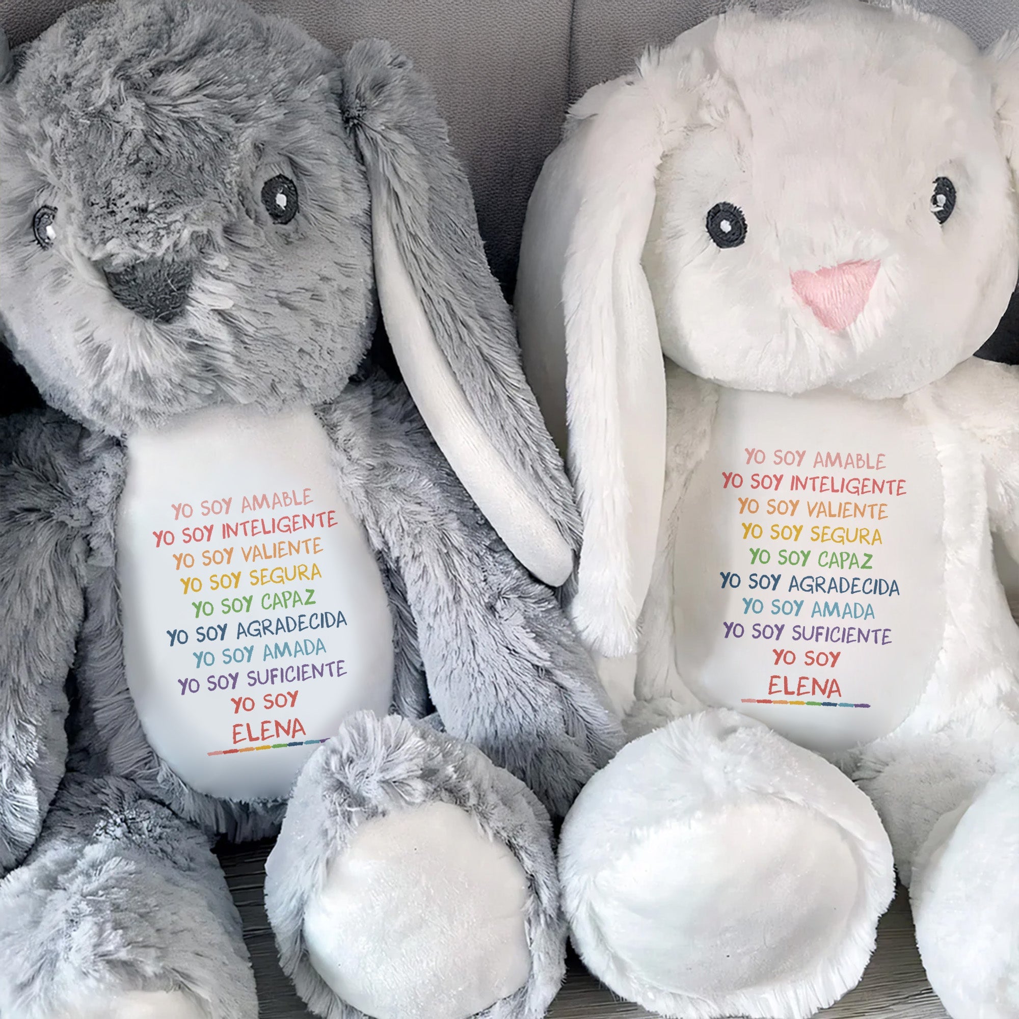 Yo Soy Amable, Yo Soy Inteligente, Stuffed Bunny - Personalized Stuffed Bunny - GRK038_BUN