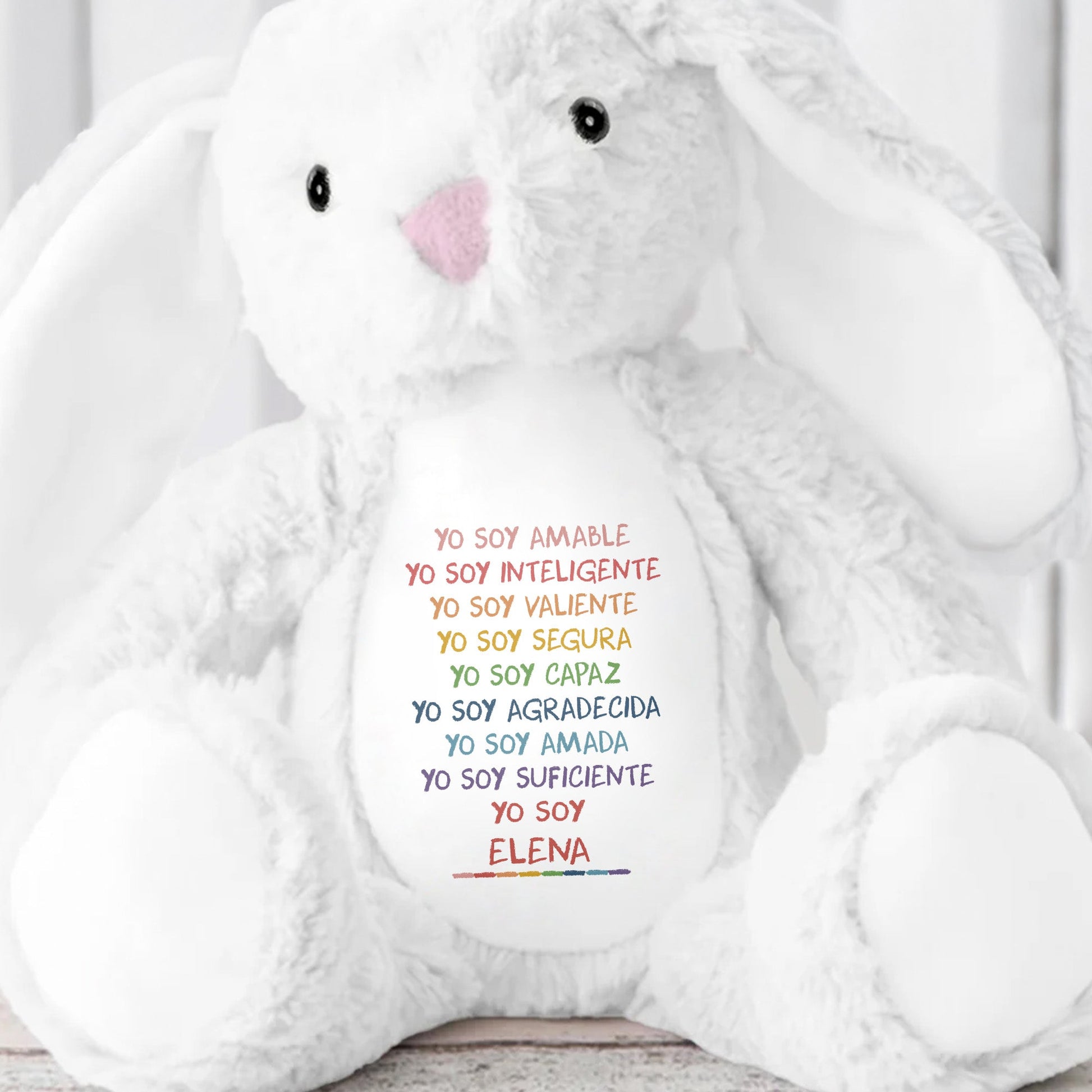 Yo Soy Amable, Yo Soy Inteligente, Stuffed Bunny - Personalized Stuffed Bunny - GRK038_BUN