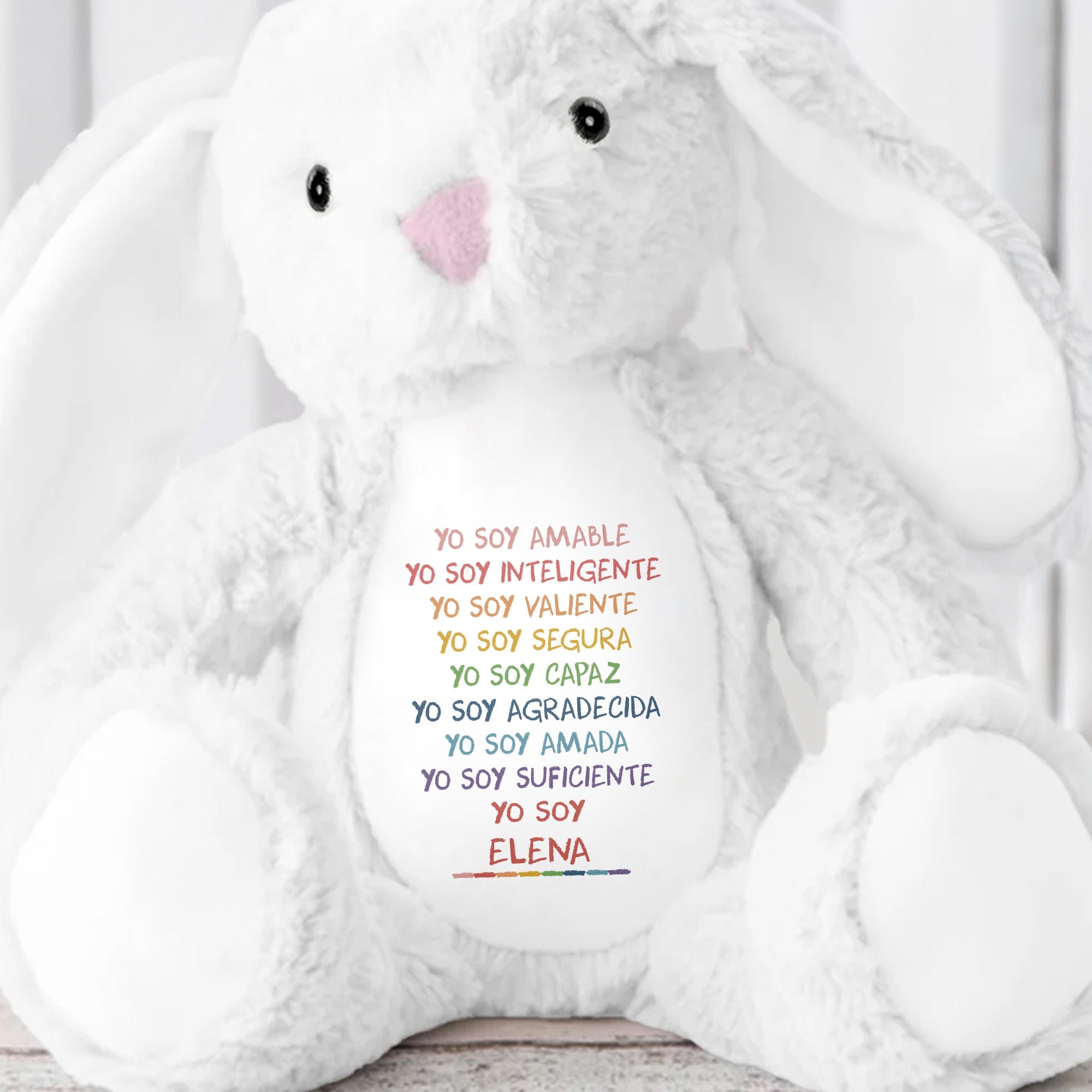 Yo Soy Amable, Yo Soy Inteligente, Stuffed Bunny - Personalized Stuffed Bunny - GRK038_BUN