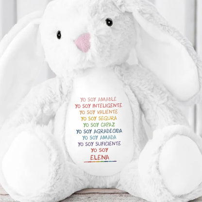 Yo Soy Amable, Yo Soy Inteligente, Stuffed Bunny - Personalized Stuffed Bunny - GRK038_BUN