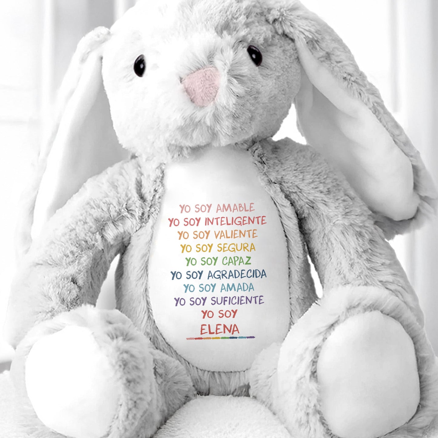 Yo Soy Amable, Yo Soy Inteligente, Stuffed Bunny - Personalized Stuffed Bunny - GRK038_BUN