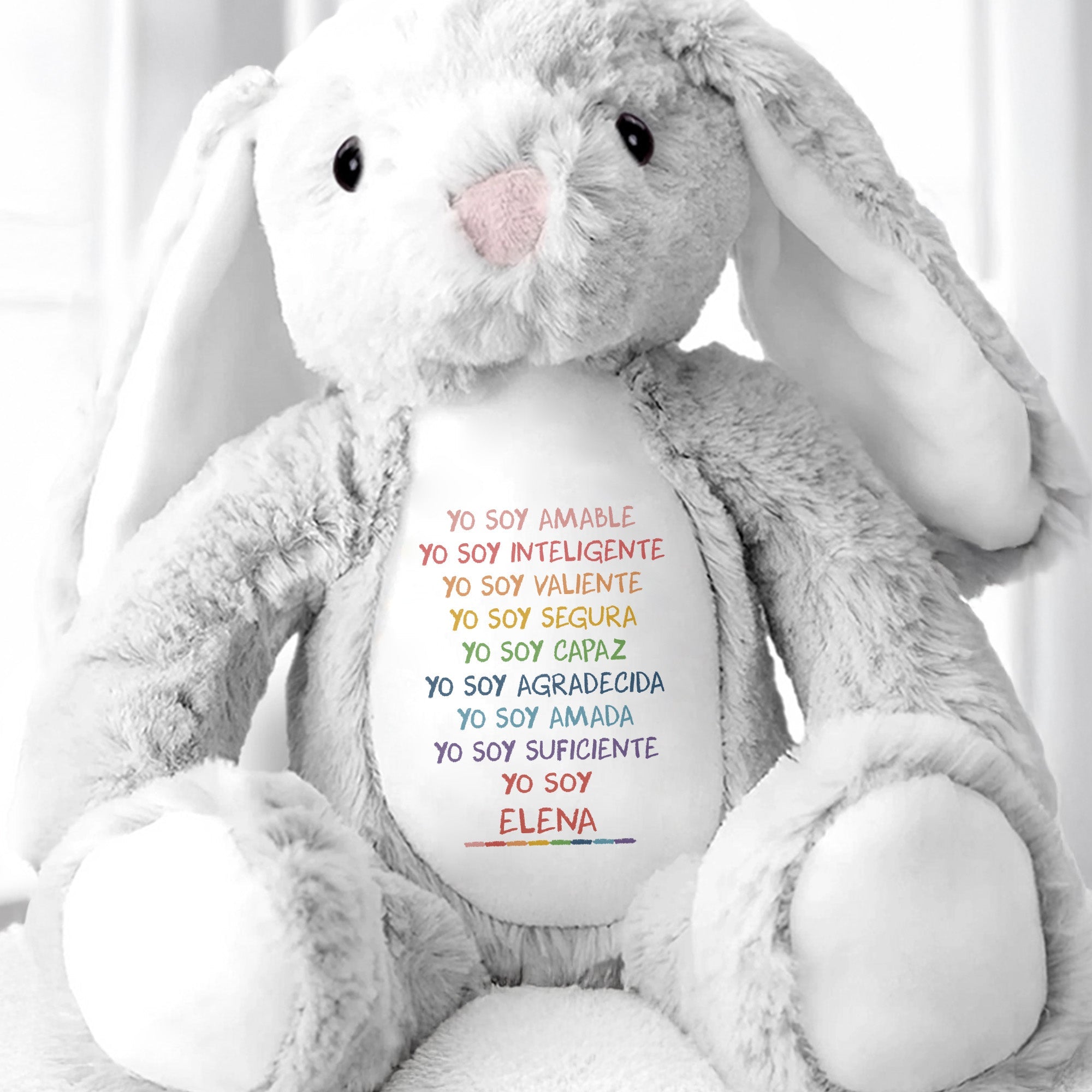 Yo Soy Amable, Yo Soy Inteligente, Stuffed Bunny - Personalized Stuffed Bunny - GRK038_BUN