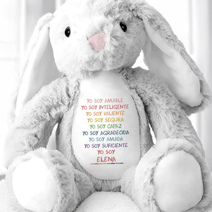 Yo Soy Amable, Yo Soy Inteligente, Stuffed Bunny - Personalized Stuffed Bunny - GRK038_BUN