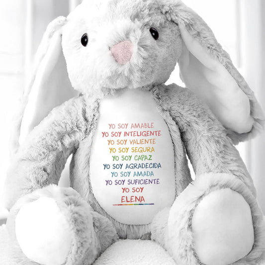 Yo Soy Amable, Yo Soy Inteligente, Stuffed Bunny - Personalized Stuffed Bunny - GRK038_BUN