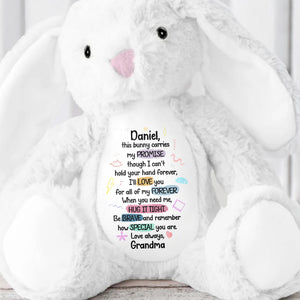 This Bunny Carries My Promise, Love You Forever - Personalized Stuffed Bunny - GRK078_BUN